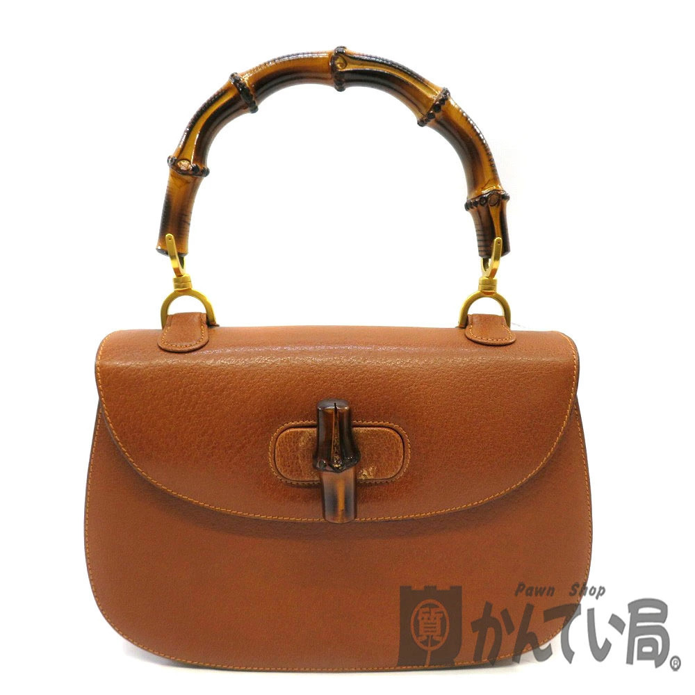 GUCCI Bamboo Bag Leather Handbag Brown